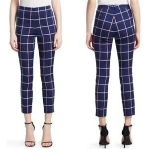 Rag & Bone Ankle Crop Work Pants, Plaid Stretch Corpcore Preppy Sz 0 Blue